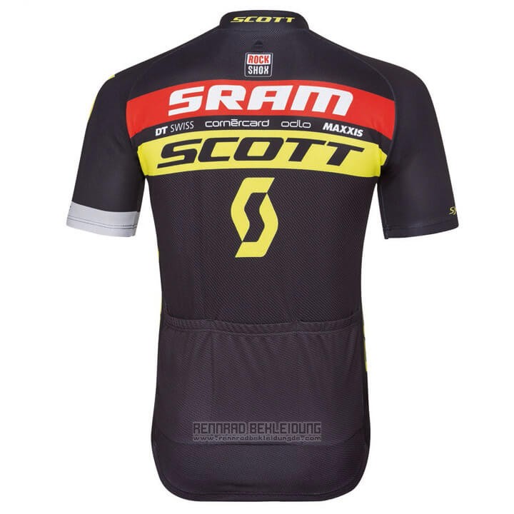 2018 Fahrradbekleidung Scott Sram Shwarz Trikot Kurzarm und Tragerhose